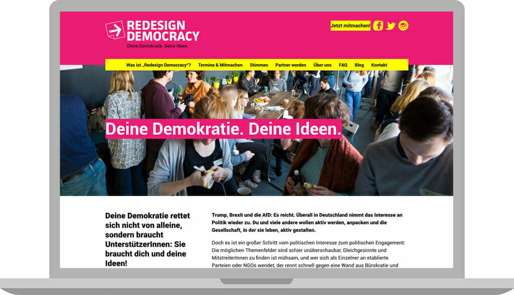 Screenshot Homepage Redesign Democracy