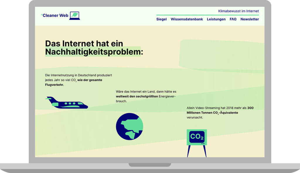 Homepage-Ansicht Laptop °Cleaner Web