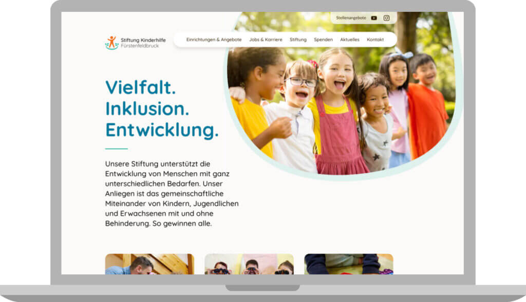 Ansicht der Website Stiftung Kinderhilfe Fürstenfeldbruck auf einem Laptop