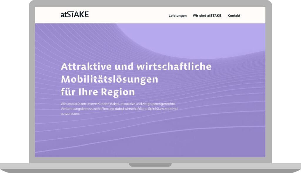 Homepage atSTAKE, Ansicht auf Laptop