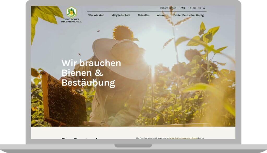 Homepage des Deutschen Imkerbund auf einem Laptop