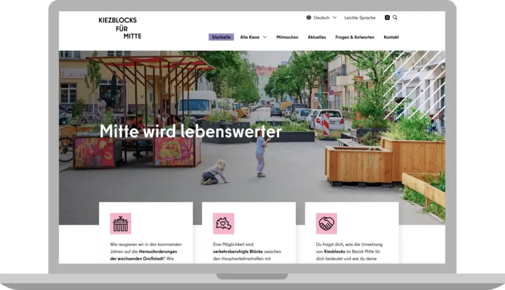 Ansicht der Homepage auf einem Laptop