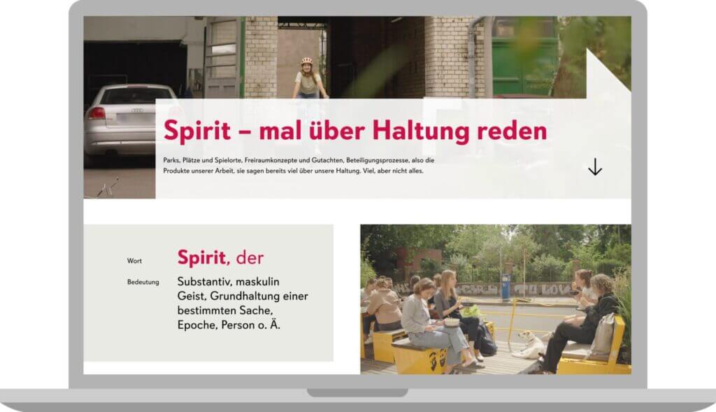 Screenshot der Seite auf einem Laptop