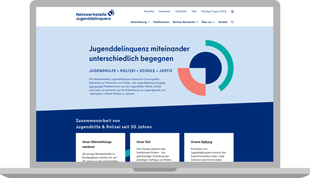 Homepage-Ansicht auf einem Laptop