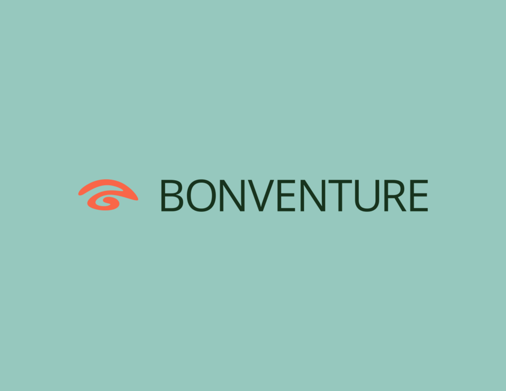 Bonventure-Logo auf türkis-grünem Hintergrund