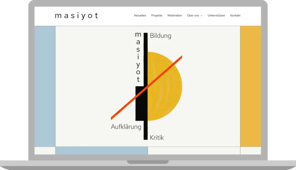 Masiyot-Homepage auf Laptop